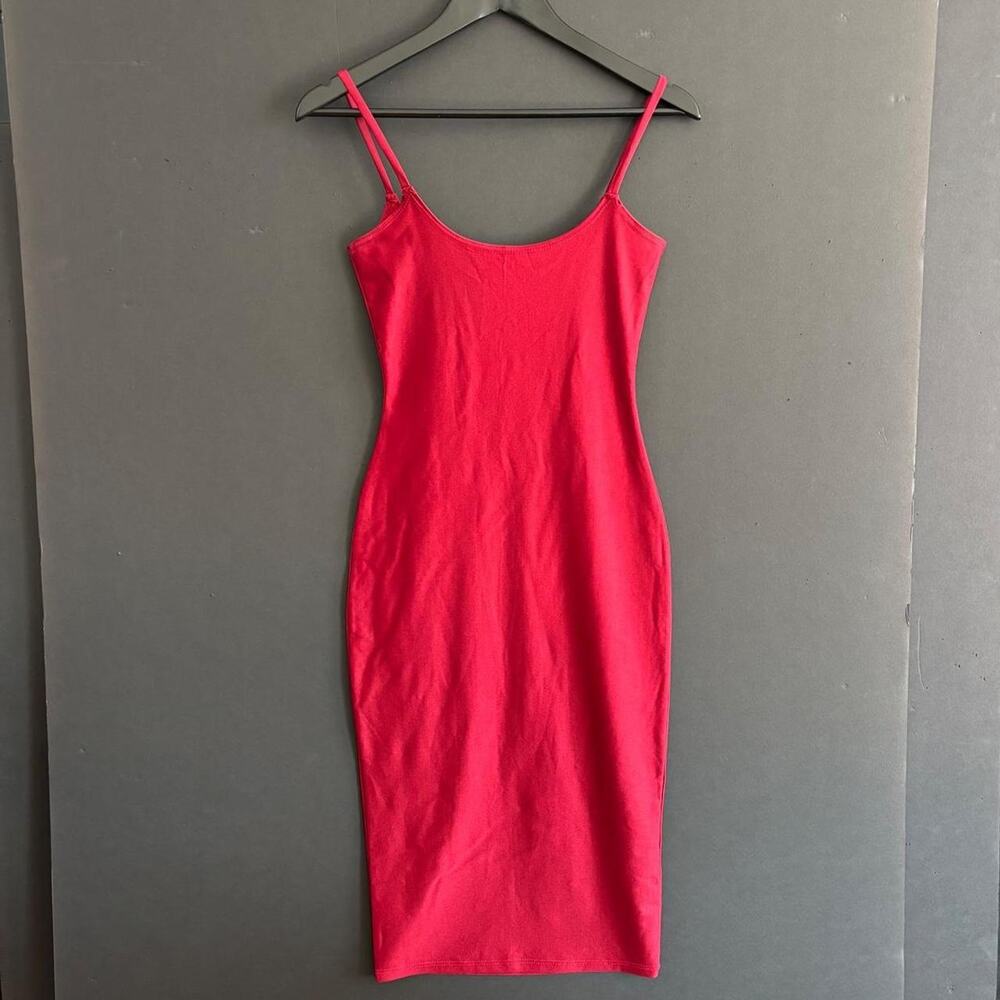 Vintage Y2K MadRag Red Spaghetti Strap Bodycon Midi Party Dress - Size S
